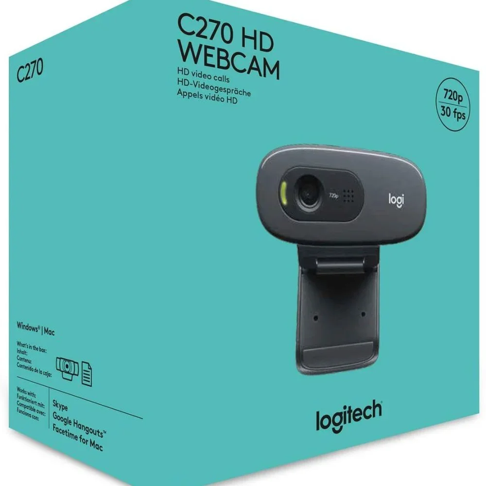 Logitech C270 HD Webcam HD 720p Widescreen HD Video Calling Noise-Reducing Mic -